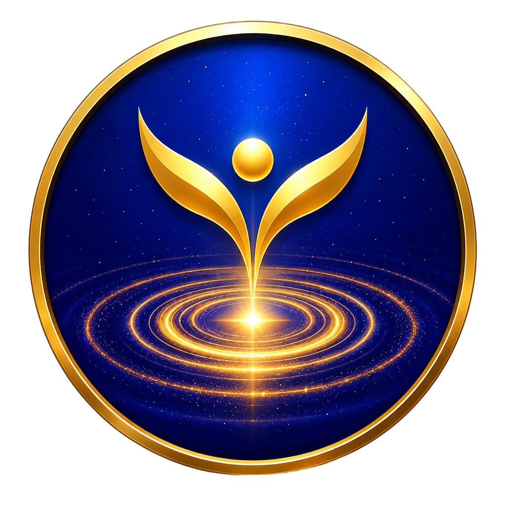 Golden ripples on royal blue, symbolising inner clarity